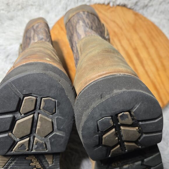 Cabelas Pinedale Mens Size 9.5D Square Toe Brown/Camo Leather Boots 2565615 - Picture 9 of 14